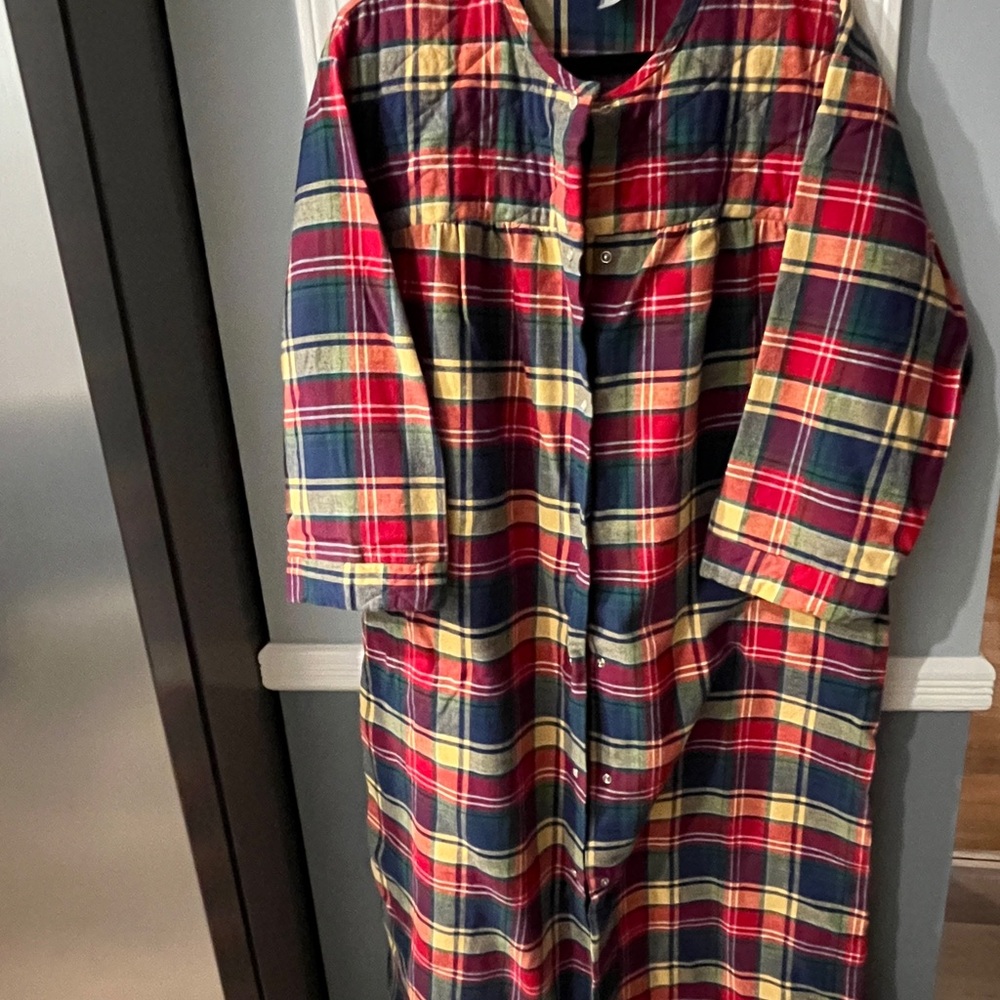 Kittens Vintage Plaid Nightshirt - Red, Yellow, Blue